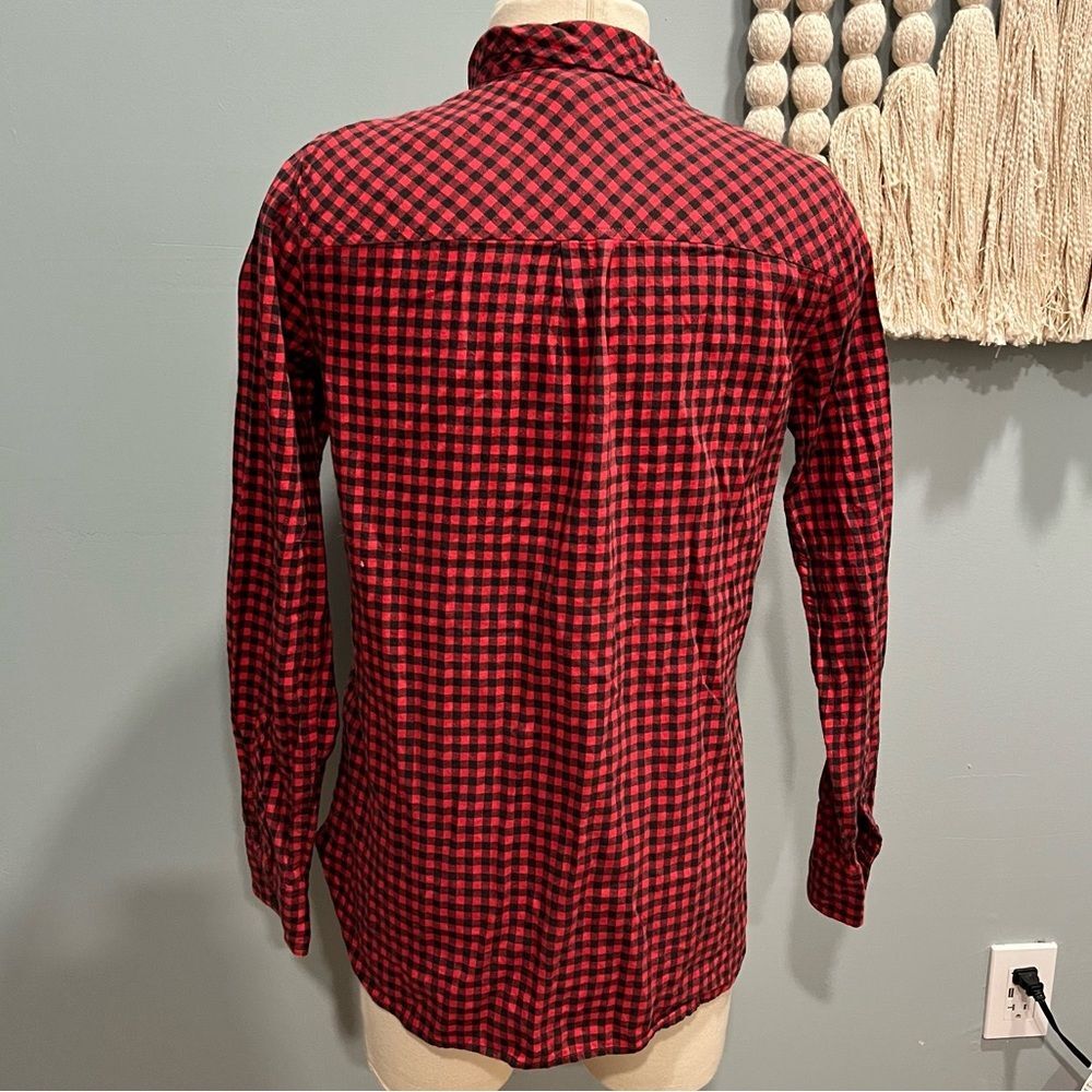 J. Crew Red & Black Buffalo Plaid Flannel Button Up Long Sleeve Shirt Size 4 - Picture 7 of 11